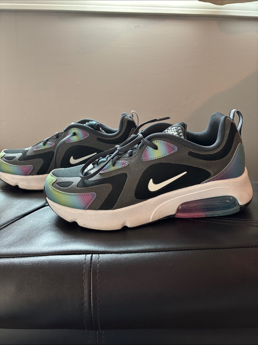 Nike kids' Air Max Style Iridescent Accent Sneakers - Gray/Multicolor